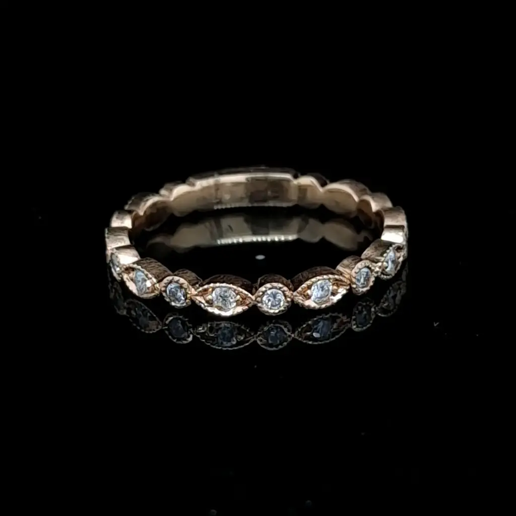 18ct Rose gold Ring marquise + round shape - 17=0.17ct